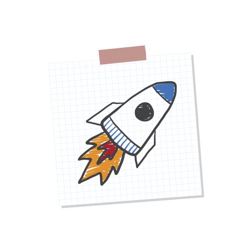 Rocketship start up note illustration